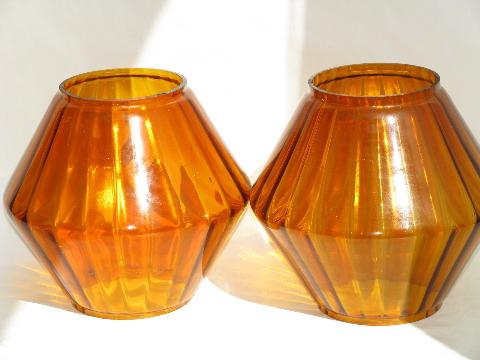 Retro Amber Glass Lamp Globes Vintage, Amber Glass Lamp Shade Replacement