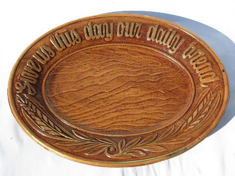 retro fall harvest 1950s vintage Syroco plates, Our Daily Bread & autumn grapes design
