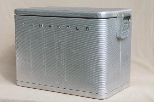 retro mid-century vintage all metal cooler, Kampkold Kooler ice chest for camping or travel