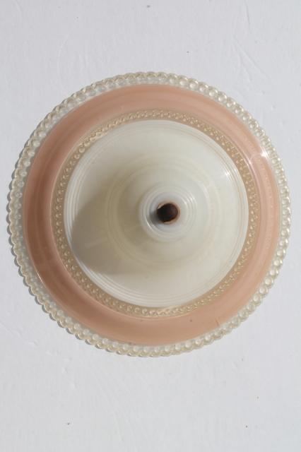 retro vintage pink & white plastic clip on lamp shade for single bulb ceiling light fixture
