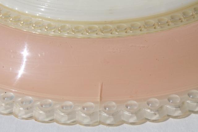 retro vintage pink & white plastic clip on lamp shade for single bulb ceiling light fixture
