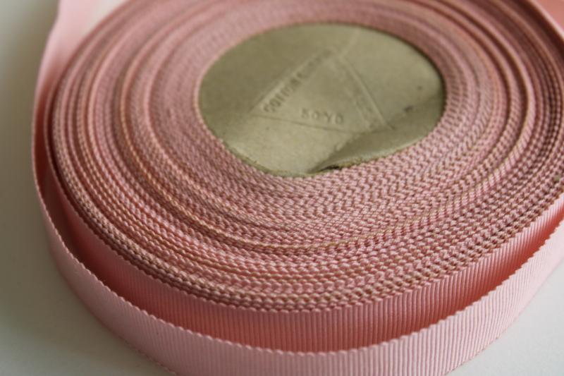 roll of vintage cotton / rayon grosgrain ribbon 3/4 inch wide baby pink