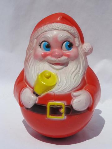 roly-poly plastic Santa Claus, vintage Christmas toy or decoration