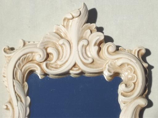 romantic vintage chalkware plaster framed mirror wall niche shelf
