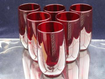 royal ruby, 6 vintage glasses
