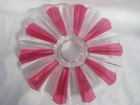 ruby stain pressed glass, vintage cake plateau or low footed torte plate