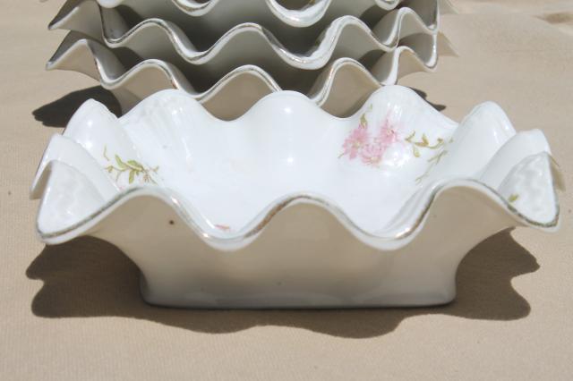 ruffled edge vintage china bowls or candy dishes, antique Austria porcelain