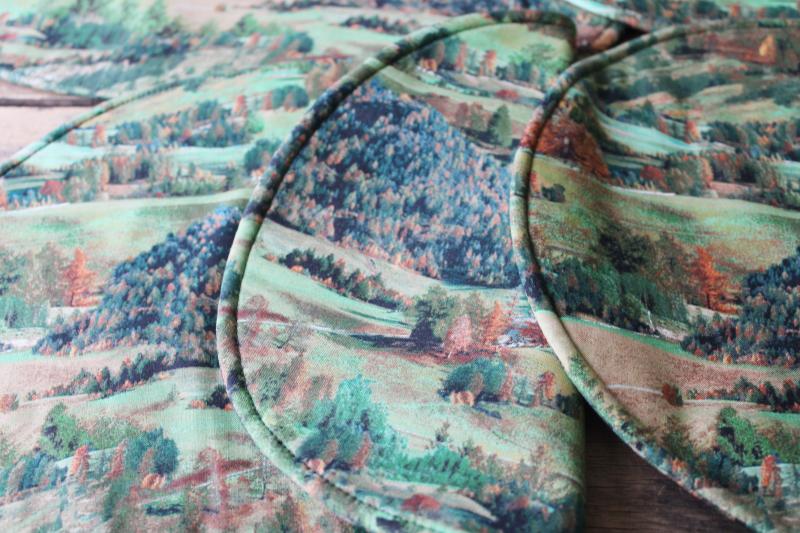 rural countryside print cotton placemats, set of six vintage place mats