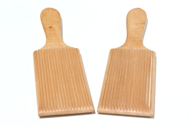 rustic Italian wooden butter paddles or gnocchi board set, wood pasta tools