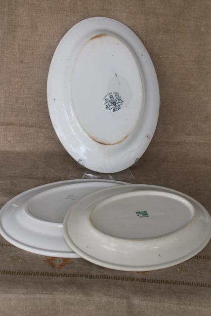 rustic farmhouse kitchen old white ironstone china platters, graduated sizes stack