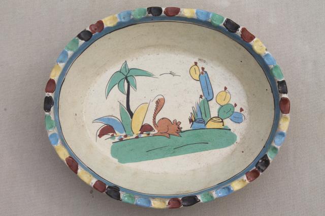 rustic handcrafted Mexican pottery, set of hand painted terracotta bowls
