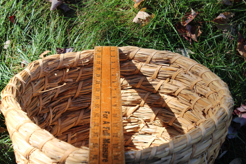 rustic handmade coiled straw bee skep, vintage French country style basket beehive garden decor