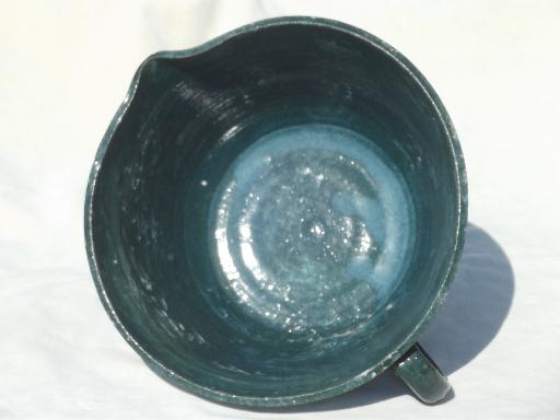 rustic hand-thrown pottery pitcher, large mixing bowl w/ pouring spout