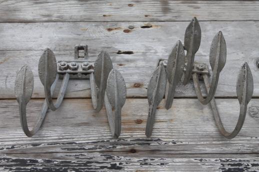 rustic iron hand cultivators w/ wrought iron tines for primitive wall racks lot of 2