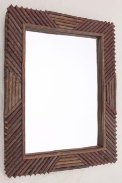 rustic natural twig frame large mirror, vintage camp lodge cabin adirondack style 