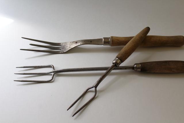 rustic old toasting forks & unusual meat fork, antique vintage kitchen utensils