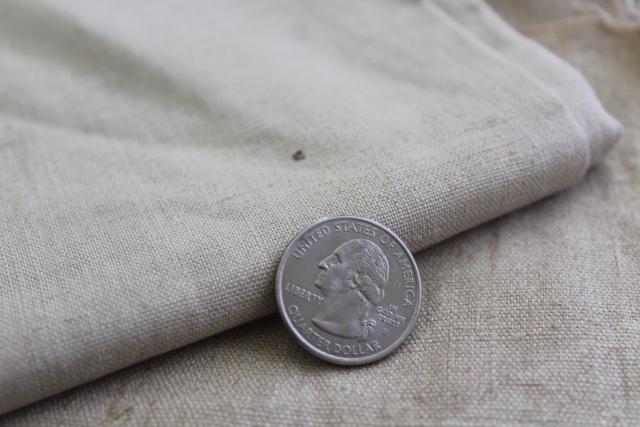 rustic pure linen fabric, natural flax color vintage remnants for needlework or samplers