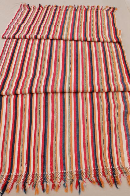 rustic vintage hand woven cotton table runner cloth, striped indigo ...