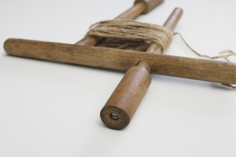 rustic vintage primitive wood rope winder or yarn winder, old farm tool