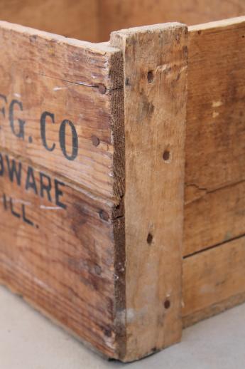 rustic vintage wood crate, old box from Builders Hardware Sterling Illinois