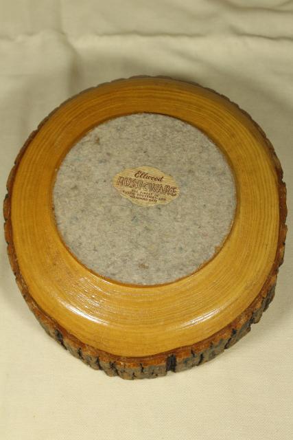 rustic vintage wood log nut bowl, old wooden bowl with natural tree bark