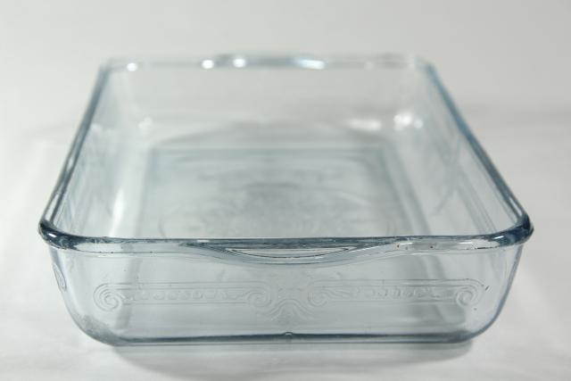 sapphire blue Philbe Fire King oven ware glass loaf pan, 1940s 50s vintage