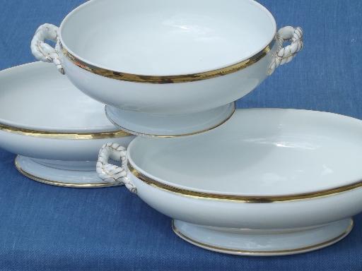 sea rope and anchor antique 19th century Haviland Limoges porcelain tureens