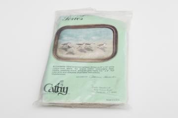 sealed needlework kit, sandpiper birds at the ocean shore, tinted canvas with floss  chart
