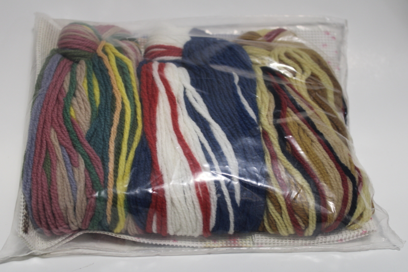 sealed needlework kit, yarns needlepoint canvas teddy bear starry sky w