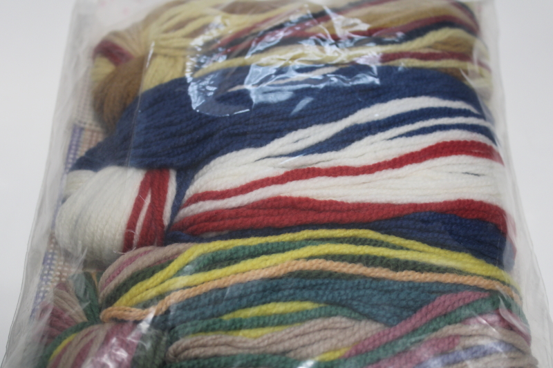 sealed needlework kit, yarns needlepoint canvas teddy bear starry sky w