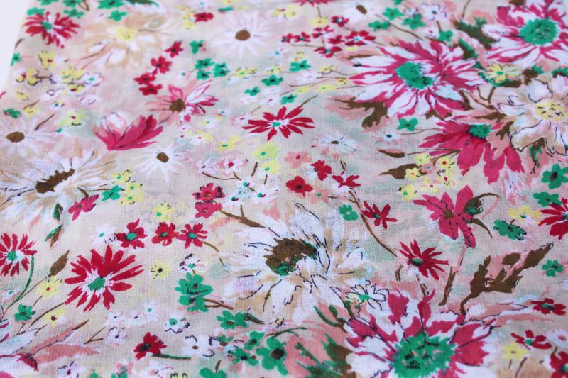 semi sheer georgette poly fabric, english country style floral on greig