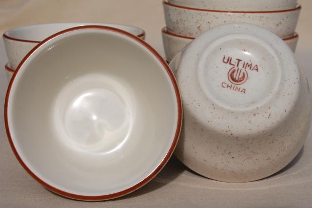 set 12 new old stock stoneware custard cups, oven proof baking dishes or tiny bowls