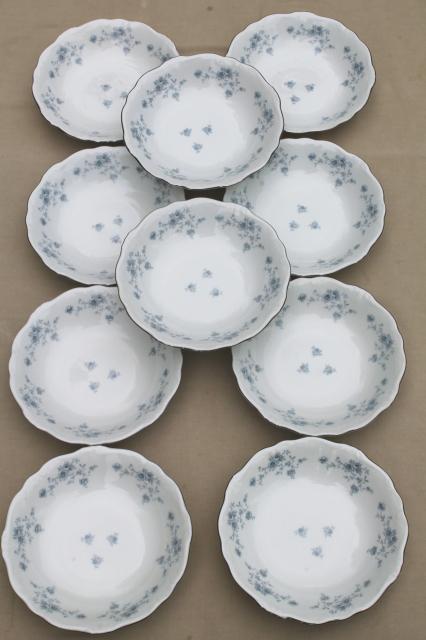 set of 10 Blue Garland china cereal or soup bowls, vintage Bavaria mark Johann Haviland