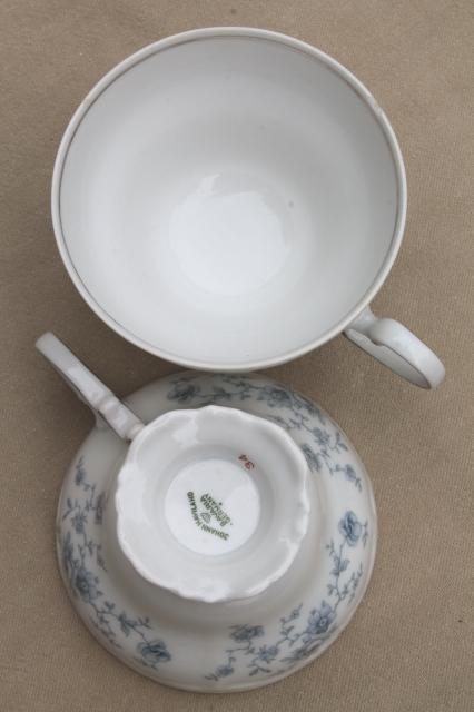 set of 10 Blue Garland china tea cups and saucers, vintage Bavaria mark Johann Haviland
