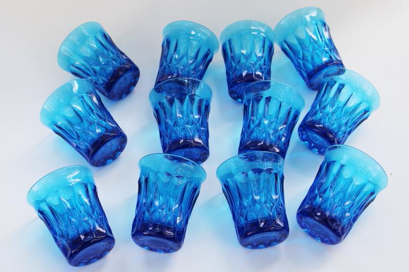 set of 12 aqua blue glass tumblers, juice or bar drinking glasses Noritake Perspective