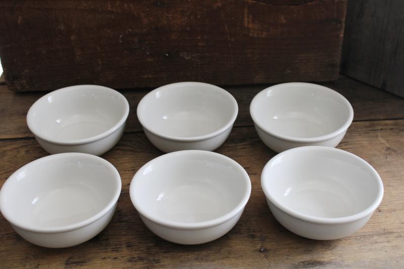 set of 6 modern white ironstone cereal bowls, restaurant china classic diner style