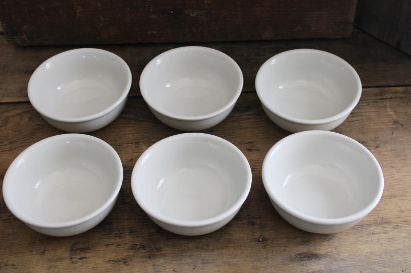 set of 6 modern white ironstone cereal bowls, restaurant china classic diner style