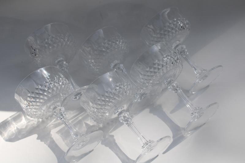 set of 6 vintage French crystal champagne glasses, Longchamp Cristal dArques