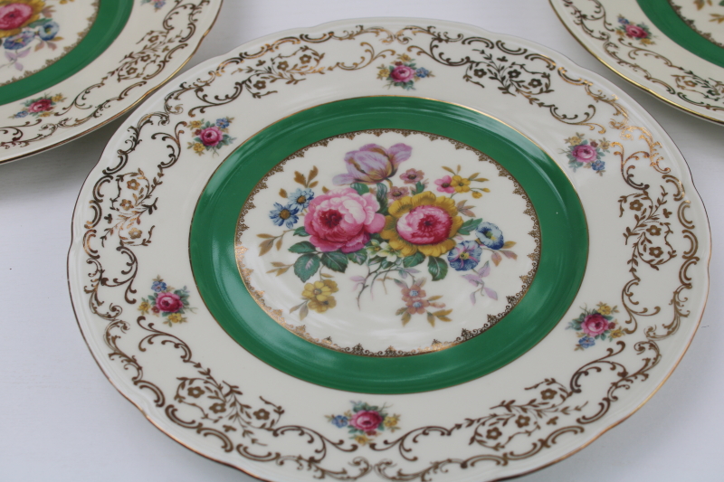 set of 8 Czechoslovakia vintage china dinner plates w/ Dresden floral ...