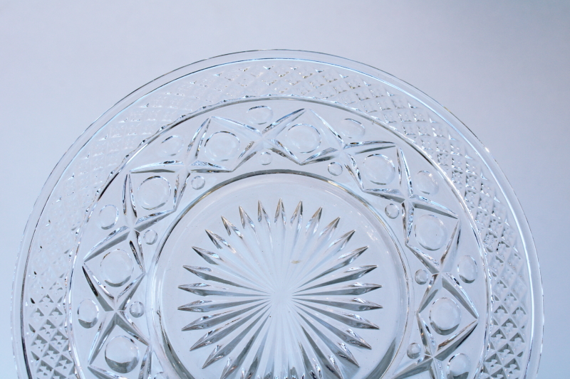 set of 8 vintage Cape Cod Imperial glass salad plates, crystal clear pressed glass