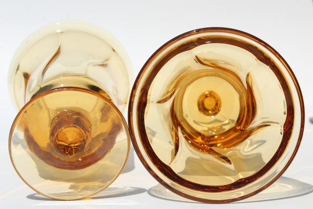 set of 8 vintage amber glass water goblets or iced tea glasses, Fostoria Jamestown
