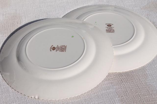 set of 8 vintage dinner plates, Devonshire Johnson Brothers transferware china