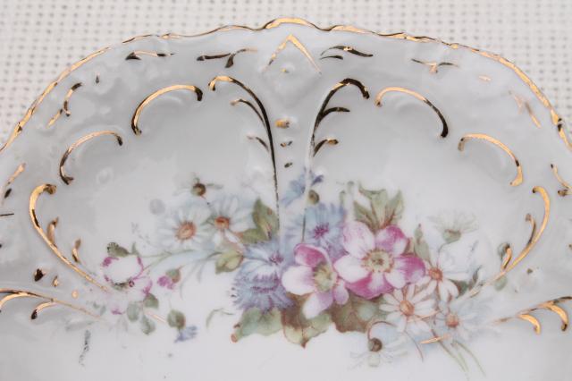 set of antique German china berry bowls or dessert dishes, early 1900s vintage