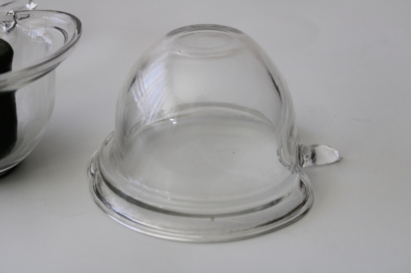 set of clear glass apple shaped bowls, individual dessert dishes or candle holders