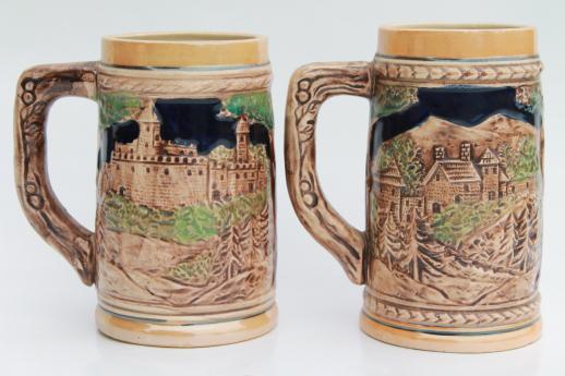 set of hand-painted ceramic beer steins marked Austria, 60s or 70s vintage?