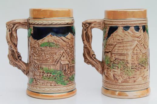 set of hand-painted ceramic beer steins marked Austria, 60s or 70s vintage?