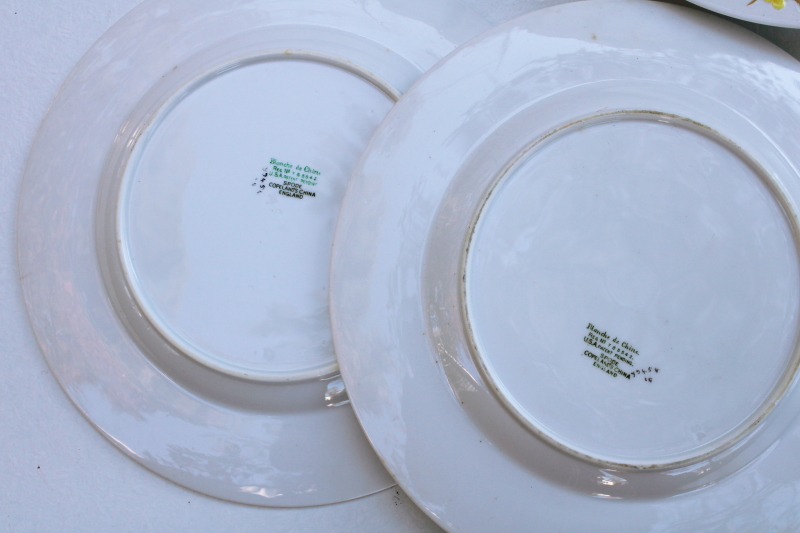 set of plates vintage Spode Geisha plum or cherry blossom hand painted Blanche de Chine