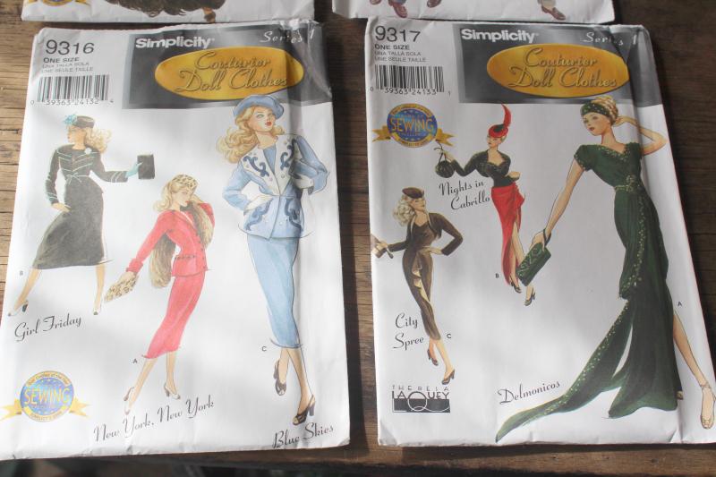 sewing patterns lot, Gene fashion doll clothes, Hollywood style vintage designer outfits