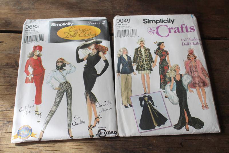 sewing patterns lot, Gene fashion doll clothes, Hollywood style vintage designer outfits