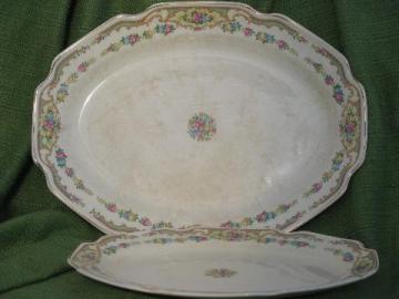 shabby 1930s vintage china platters, Mt. Clemens pottery Mildred floral